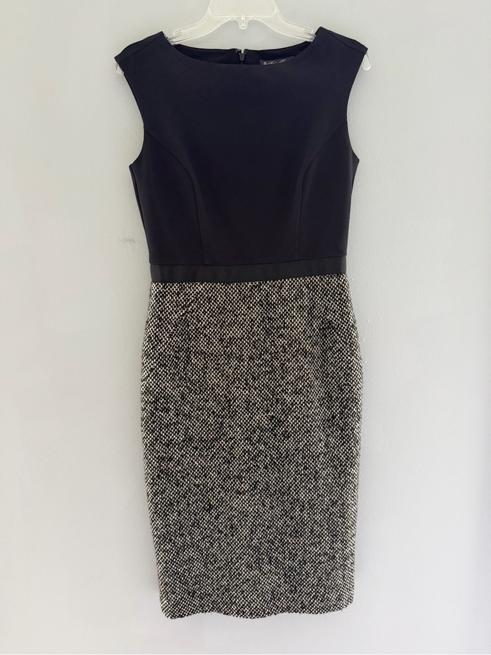 Brooks Brothers Black Bodice Tweed Midi Dress